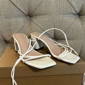 White lace up sandals